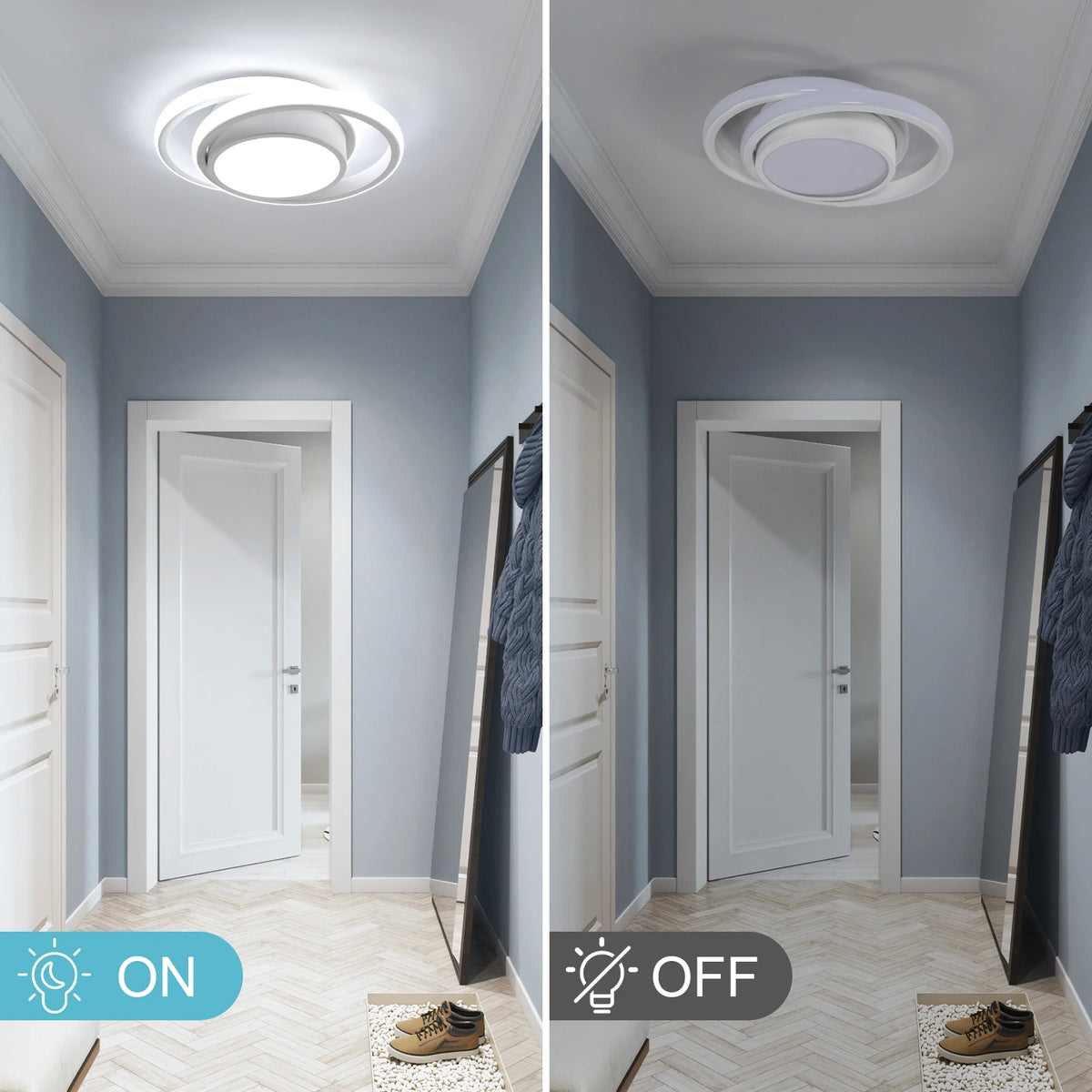 White Round LED Ceiling Light 6500K Cool White Modern Ceiling Lamp 32W for Bedroom Hallway Bathroom Kitchen Living Room