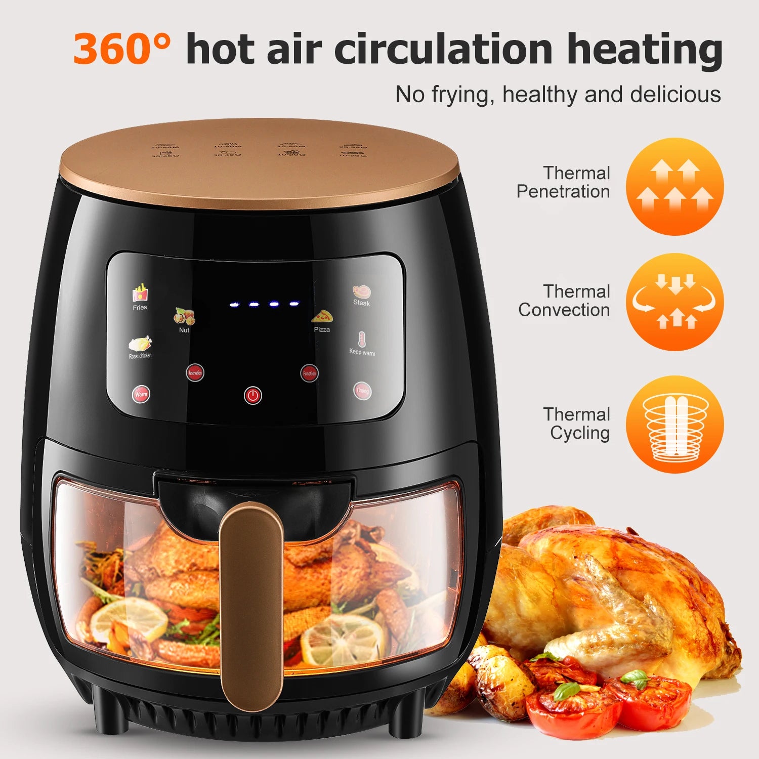 6L Digital Air Fryer – 1400W, 6 Presets, Viewing Window & Dishwasher Safe Basket