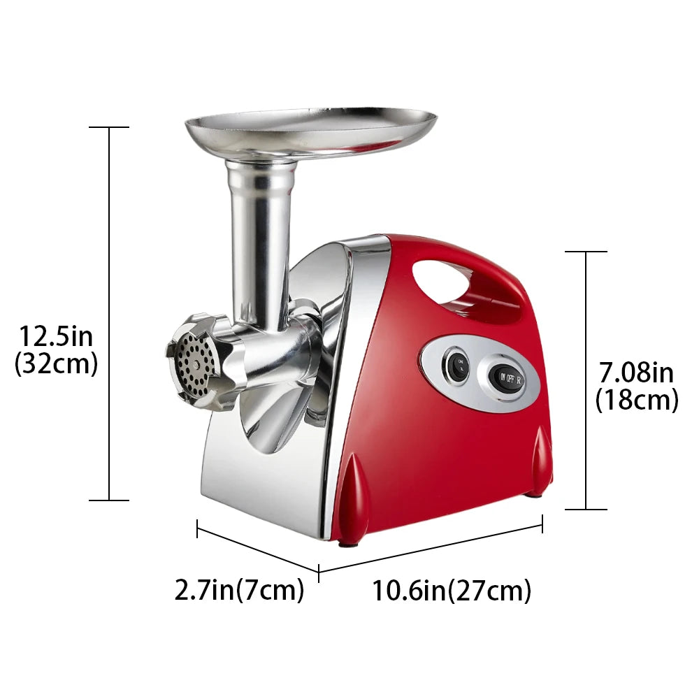 Electric Meat Grinder 2800W, 1–1.5kg/min, Stainless Steel Blade & 3 Grinding Plates, with Sausage Stuffer