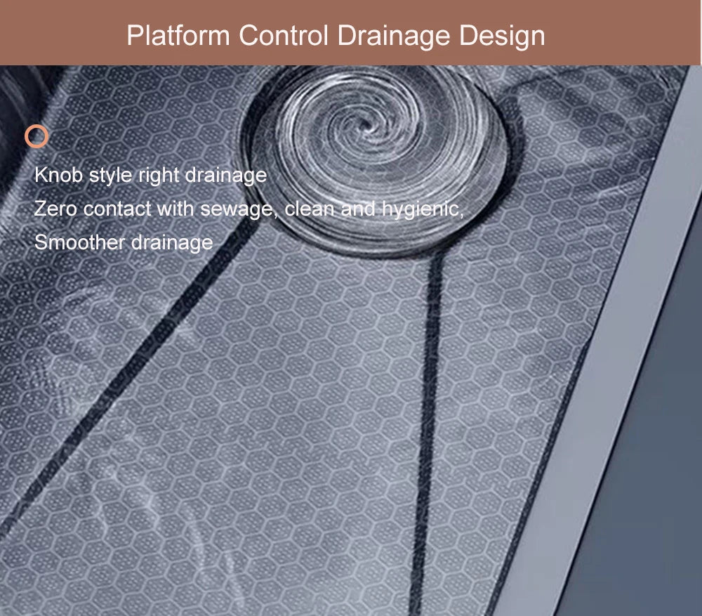 304 Stainless Steel Waterfall Kitchen Sink with Digital Display