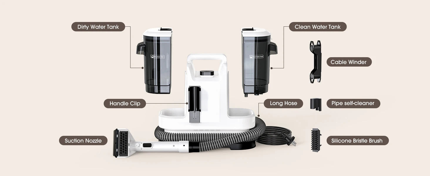 Powerful Carpet & Upholstery Cleaner – 13.5kPa Suction, 1.75L Dual Tank | V5 & V6