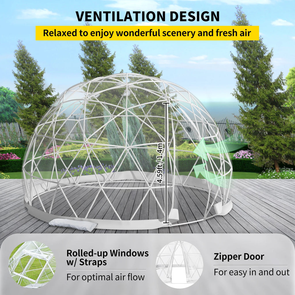 9.5ft Bubble Tent Garden Igloo Dome with LED PVC Cover