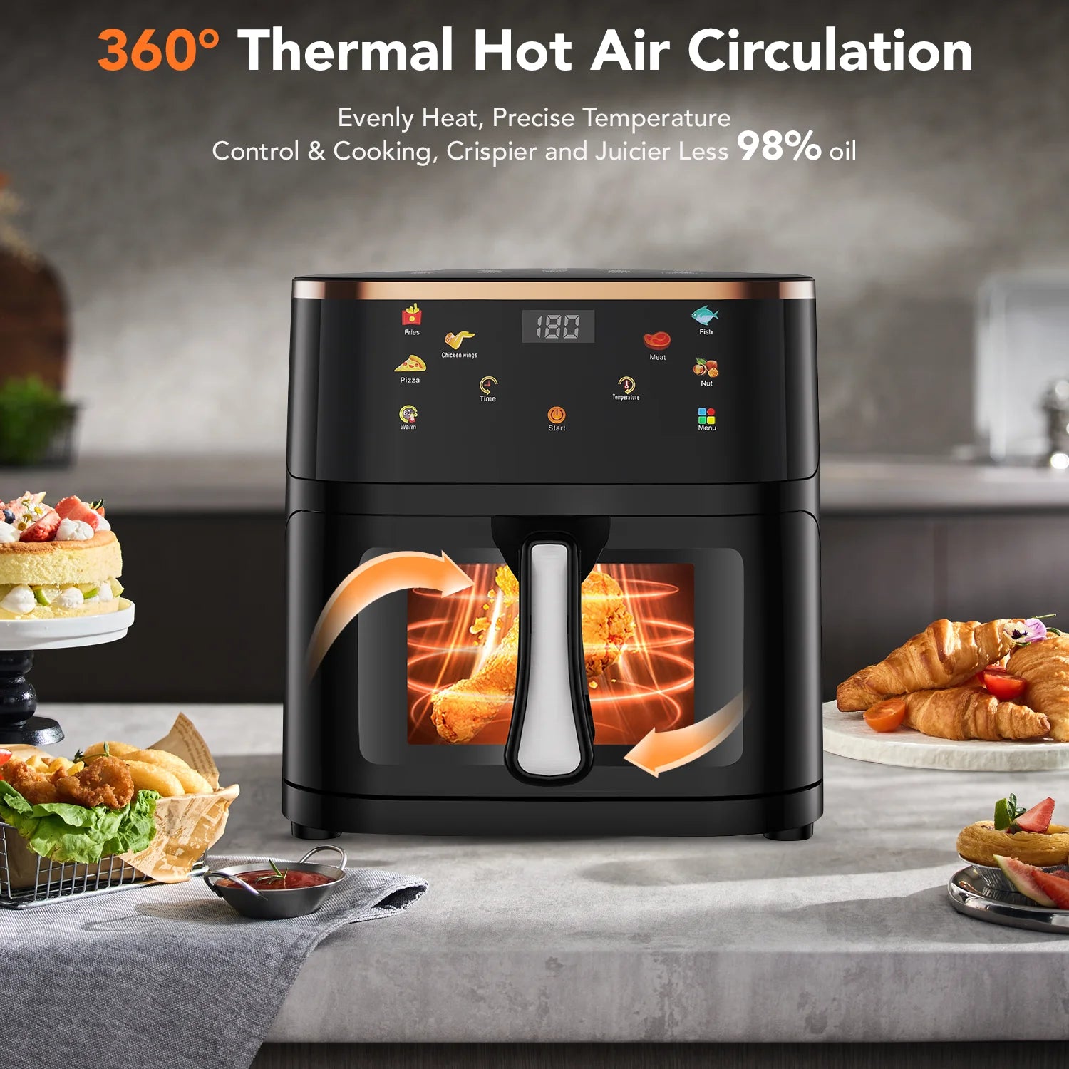 Oyajia 10L Air Fryer with Easy-View Window & Touch Controls