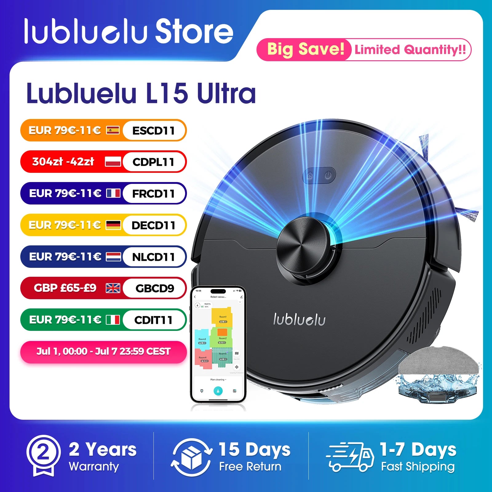 3-in-1 Robot Vacuum, Mop & Sweep – LiDAR Navigation, 5500Pa Suction, App & Alexa Control