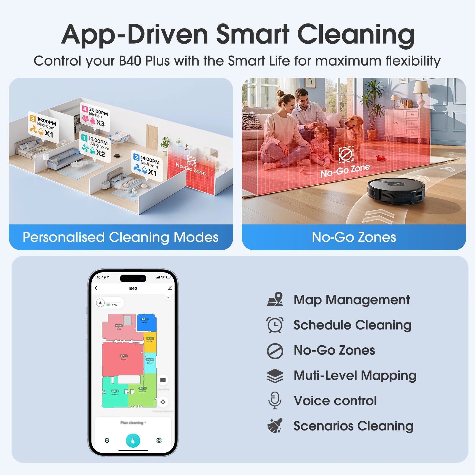 Lubluelu B40 Robot Vacuum & Mop | 7500Pa Suction, Smart Mapping, App Control