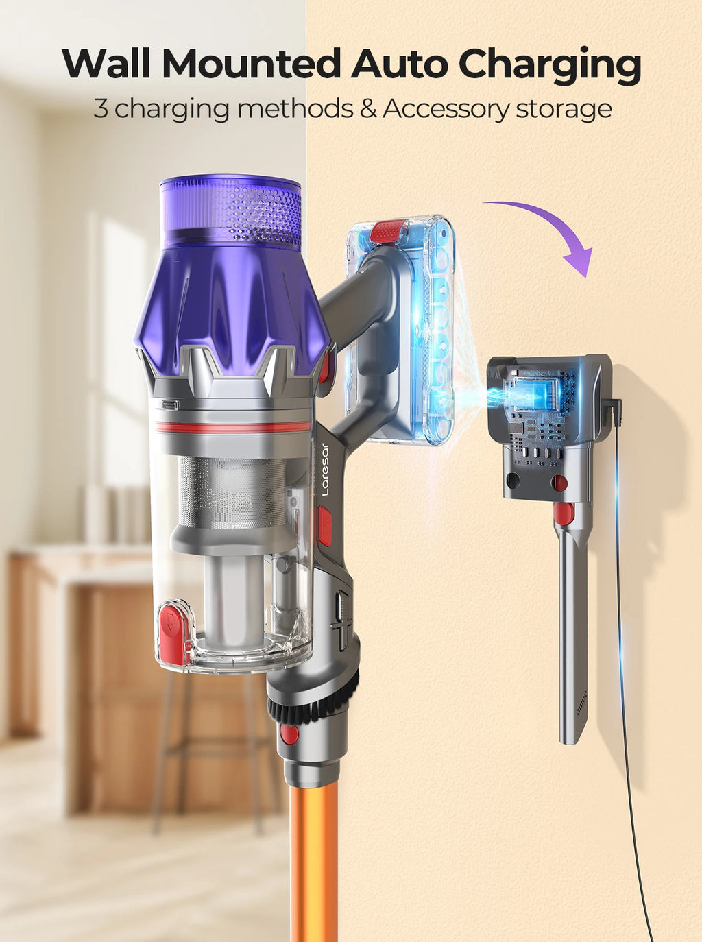 Laresar V7 Cordless Vacuum Cleaner with Removable Battery