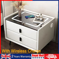 Smart LED Bedside Table with Wireless Charging & 2 Drawers