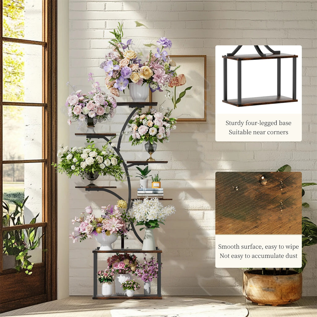 7-Tier Tree-Shaped Plant Stand – Metal Flower Display Rack