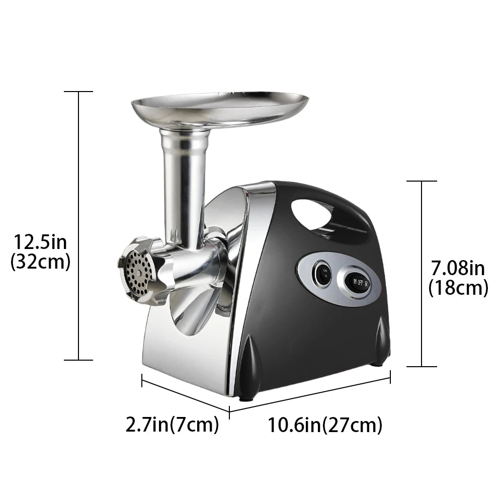Electric Meat Grinder 2800W, 1–1.5kg/min, Stainless Steel Blade & 3 Grinding Plates, with Sausage Stuffer