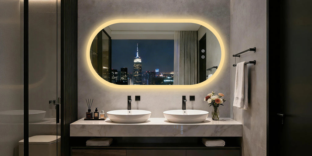 Oval LED Bathroom Mirror – Backlit, Anti-Fog & Touch Sensor | 3 Sizes