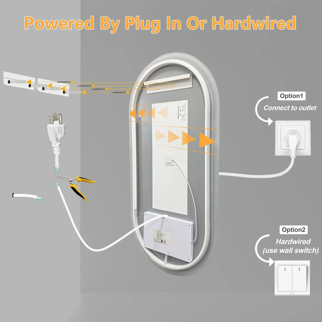 Oval LED Bathroom Mirror – Backlit, Anti-Fog & Touch Sensor | 3 Sizes