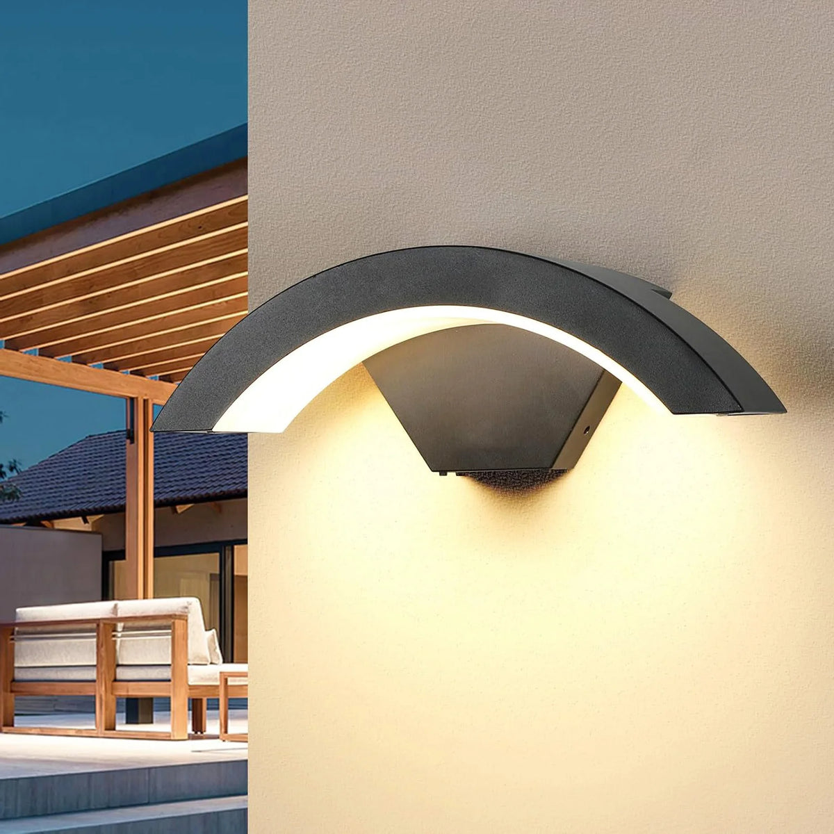 24W LED Modern Outdoor Wall Sconce | Warm White 3000K | Black Iron