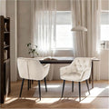 Set of 2 Velvet Upholstered Dining Chairs – Button Tufted