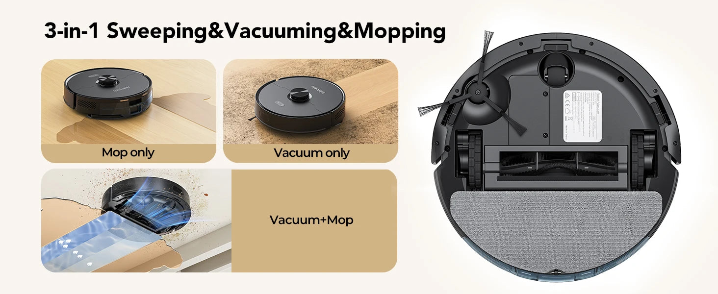 3-in-1 Robot Vacuum, Mop & Sweep – LiDAR Navigation, 5500Pa Suction, App & Alexa Control