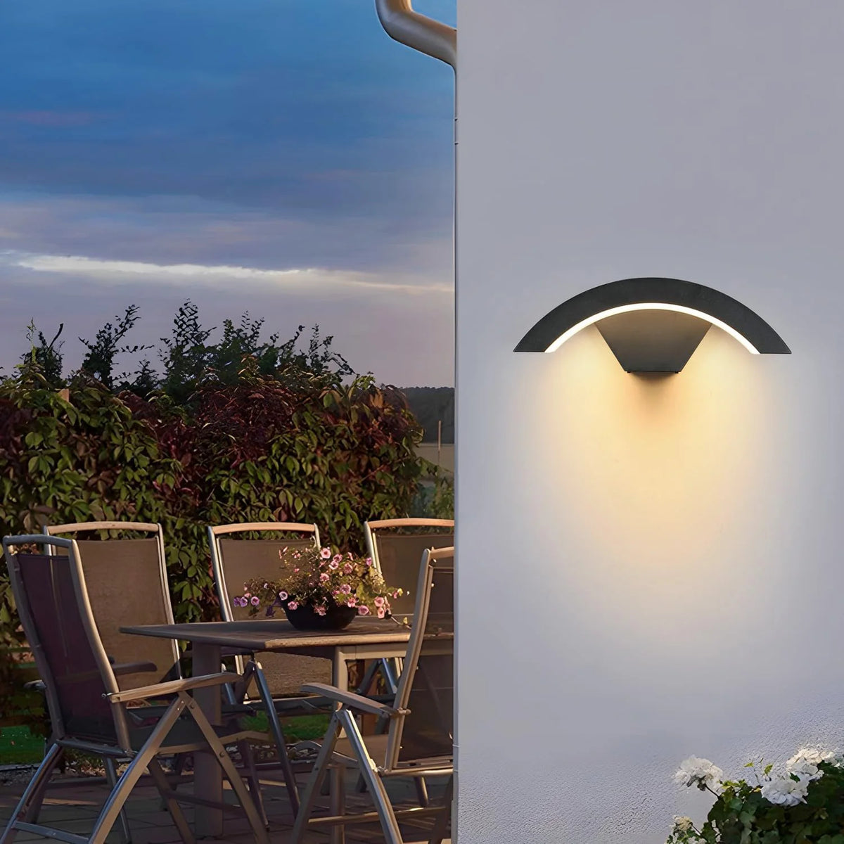 24W LED Modern Outdoor Wall Sconce | Warm White 3000K | Black Iron