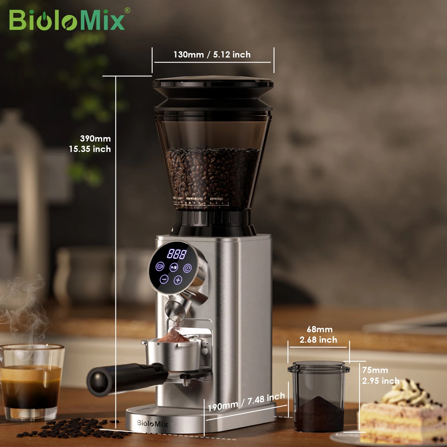 Electric Conical Burr Coffee Grinder – 48 Grind Settings, Anti-Static & Espresso Ready