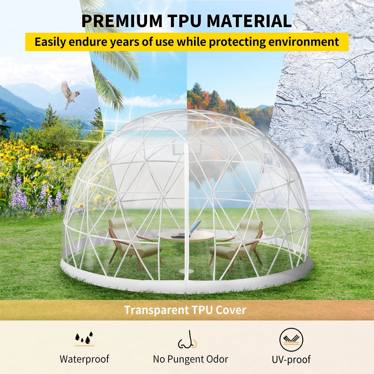9.5ft Bubble Tent Garden Igloo Dome with LED PVC Cover