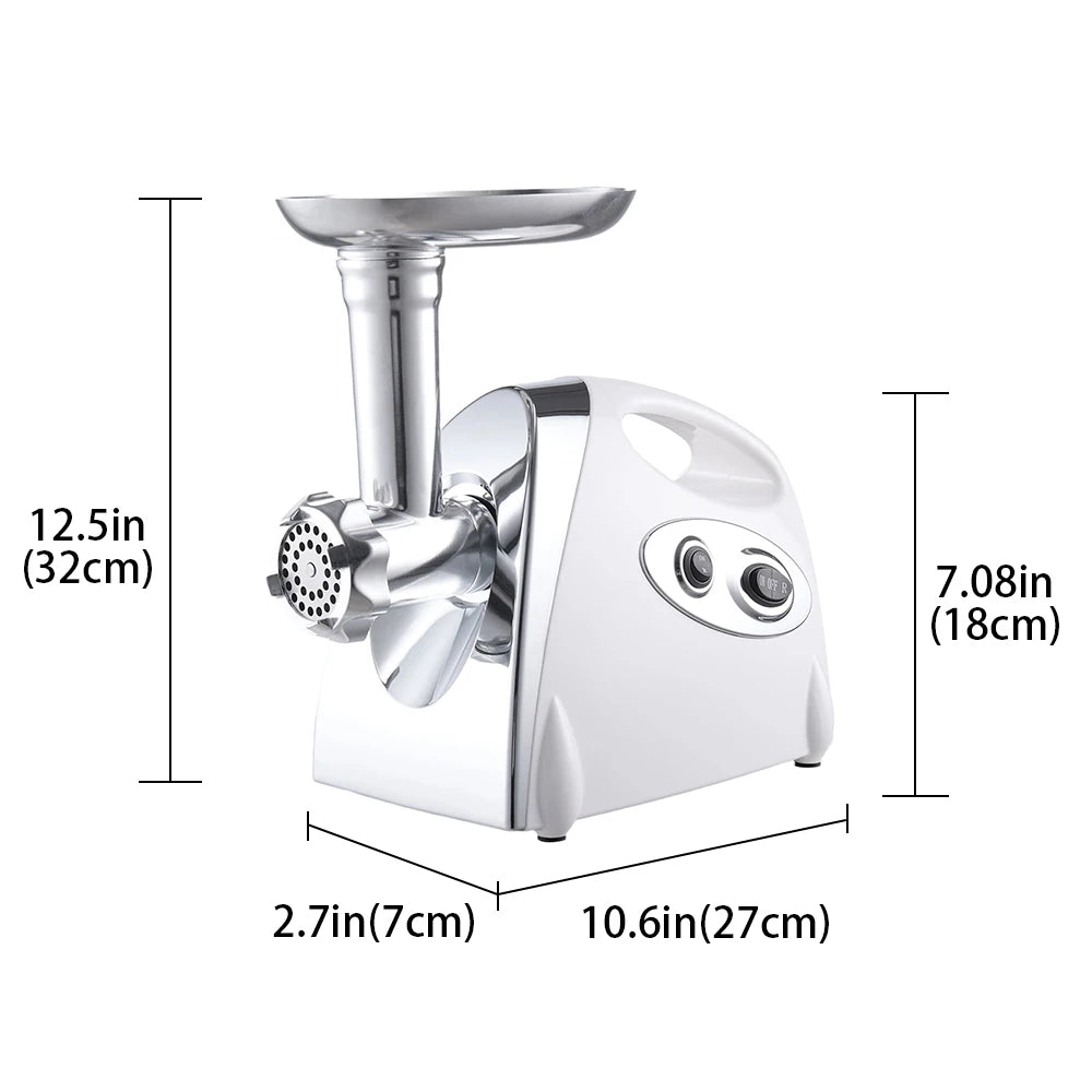 Electric Meat Grinder 2800W, 1–1.5kg/min, Stainless Steel Blade & 3 Grinding Plates, with Sausage Stuffer
