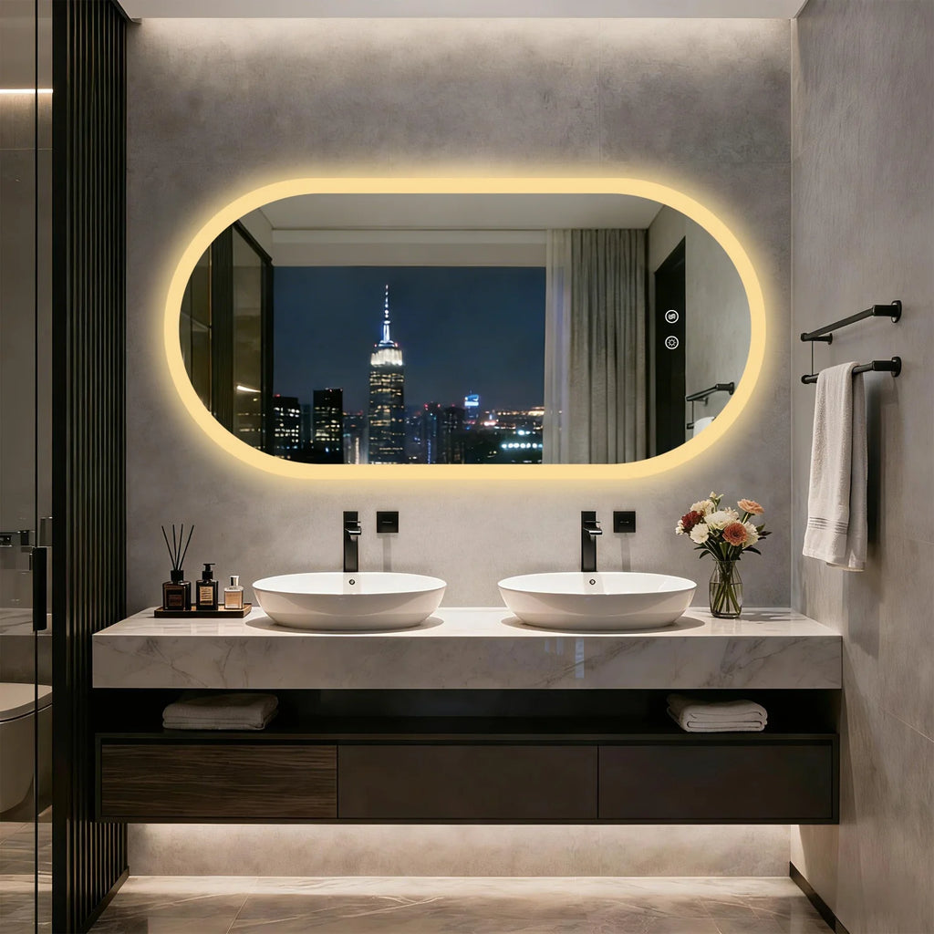 Oval LED Bathroom Mirror – Backlit, Anti-Fog & Touch Sensor | 3 Sizes