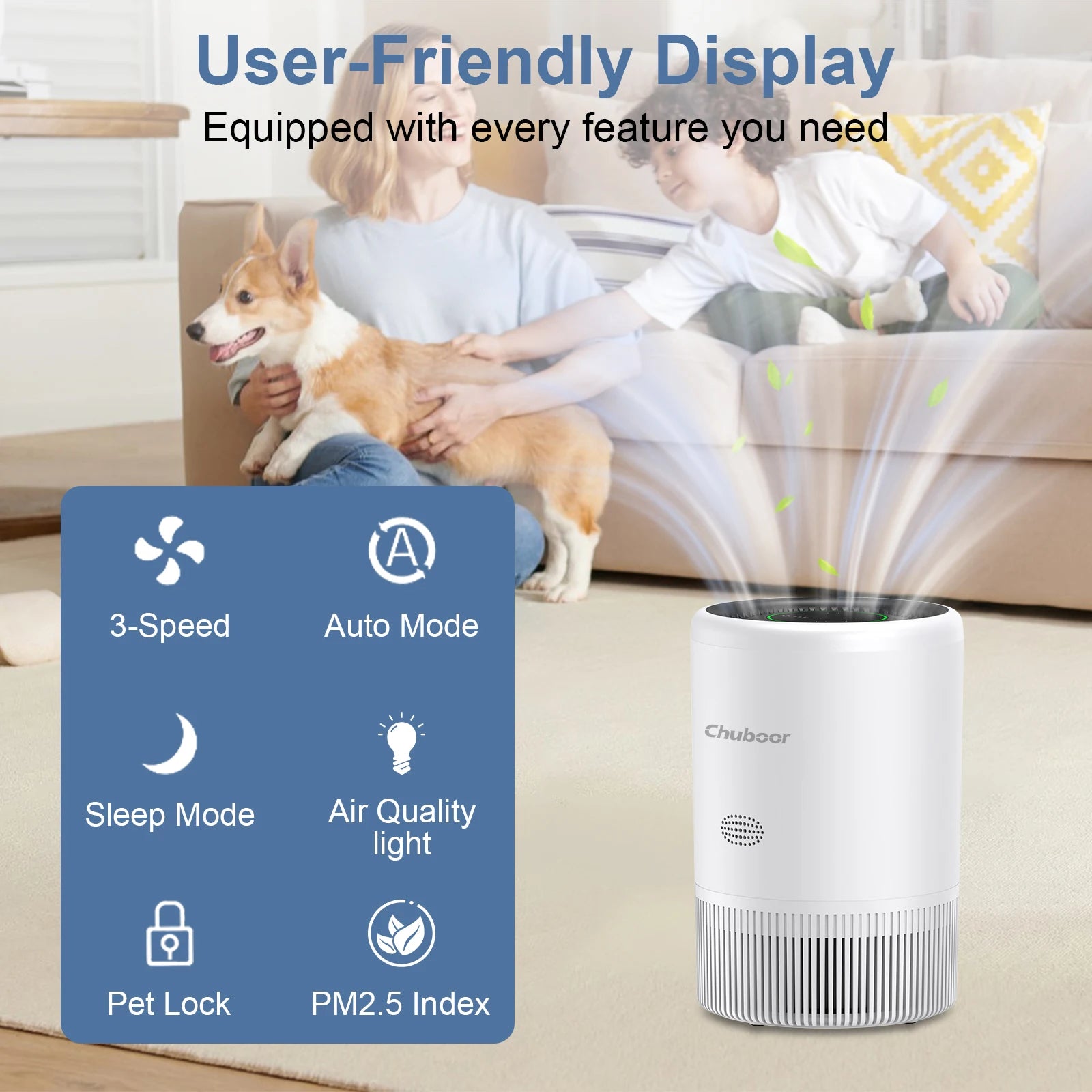 Smart WiFi Air Purifier – H13 HEPA, App & Alexa Control, PM2.5 Monitor | Pet & Home