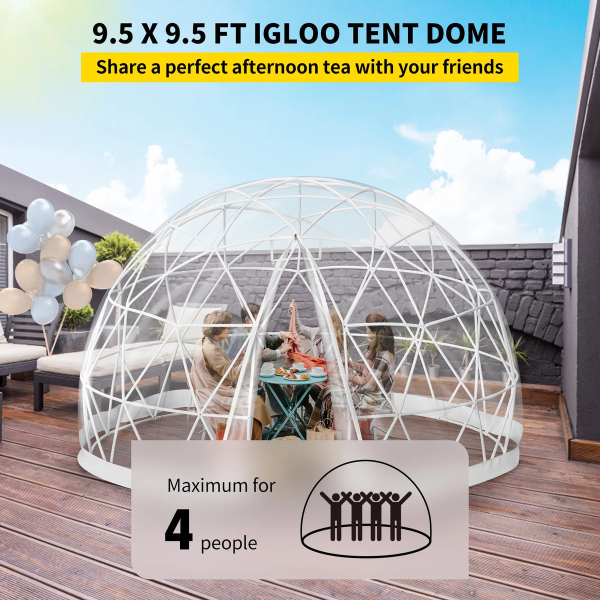9.5ft Bubble Tent Garden Igloo Dome with LED PVC Cover