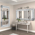 Large Silver Crushed Diamond Wall Mirror, Sparkly Crystal Vanity & Dressing Mirror, 120 x 60 cm