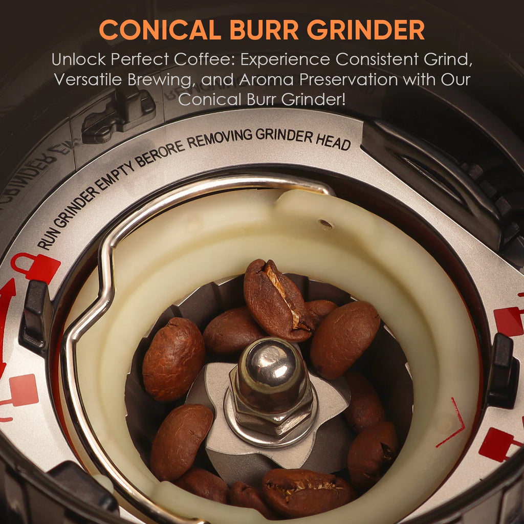 Electric Conical Burr Coffee Grinder – 48 Grind Settings, Anti-Static & Espresso Ready