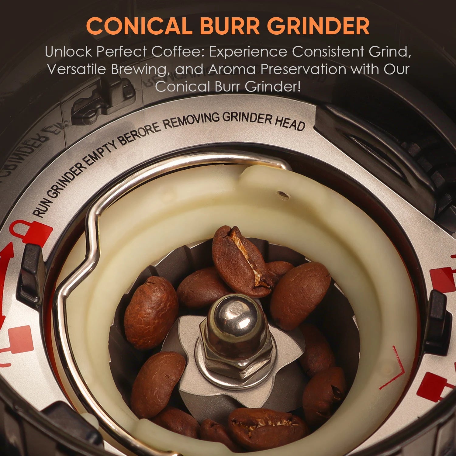 Electric Conical Burr Coffee Grinder – 48 Grind Settings, Anti-Static & Espresso Ready