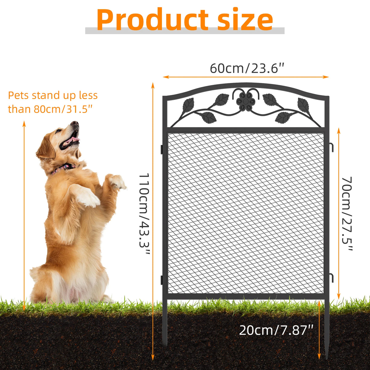5pcs Iron Garden Fence Panels – Outdoor Animal Barrier