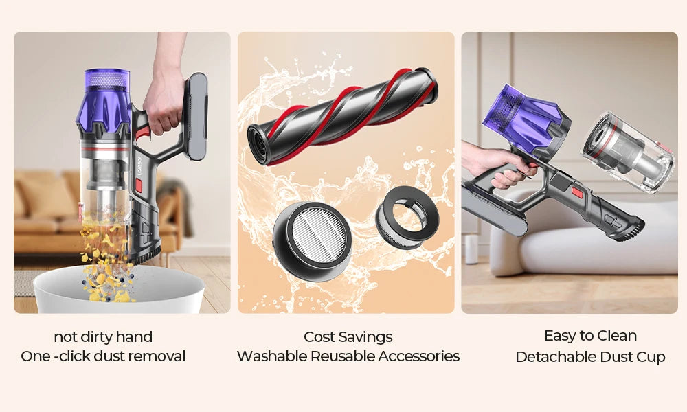 Laresar V7 Cordless Vacuum Cleaner with Removable Battery