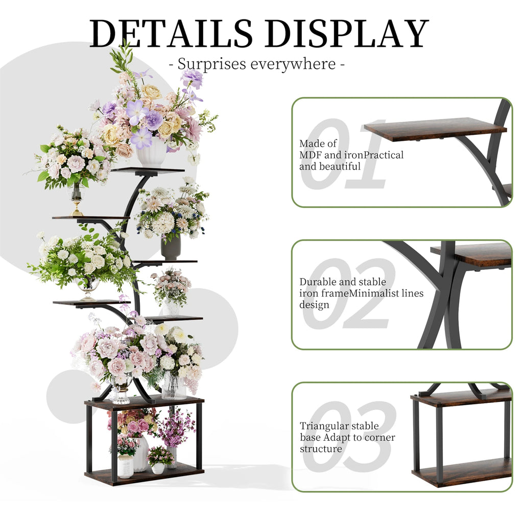 7-Tier Tree-Shaped Plant Stand – Metal Flower Display Rack