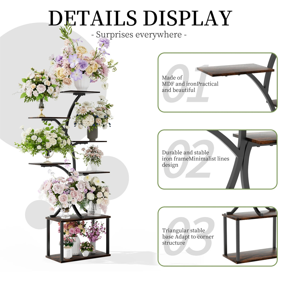 7-Tier Tree-Shaped Plant Stand – Metal Flower Display Rack