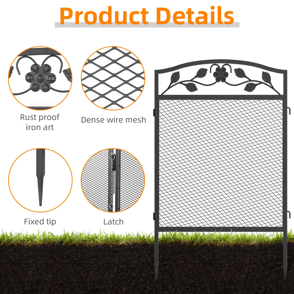 5pcs Iron Garden Fence Panels – Outdoor Animal Barrier