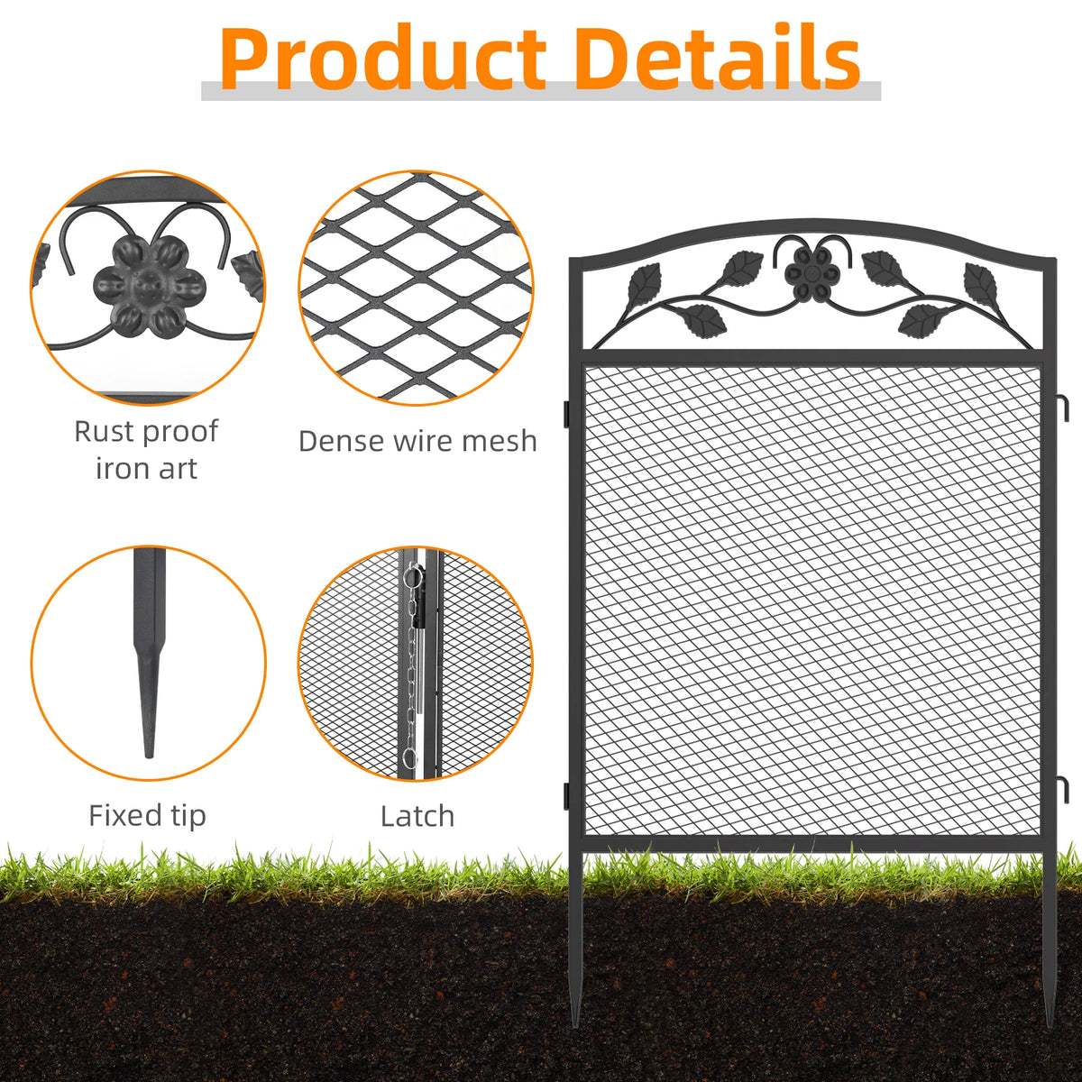5pcs Iron Garden Fence Panels – Outdoor Animal Barrier