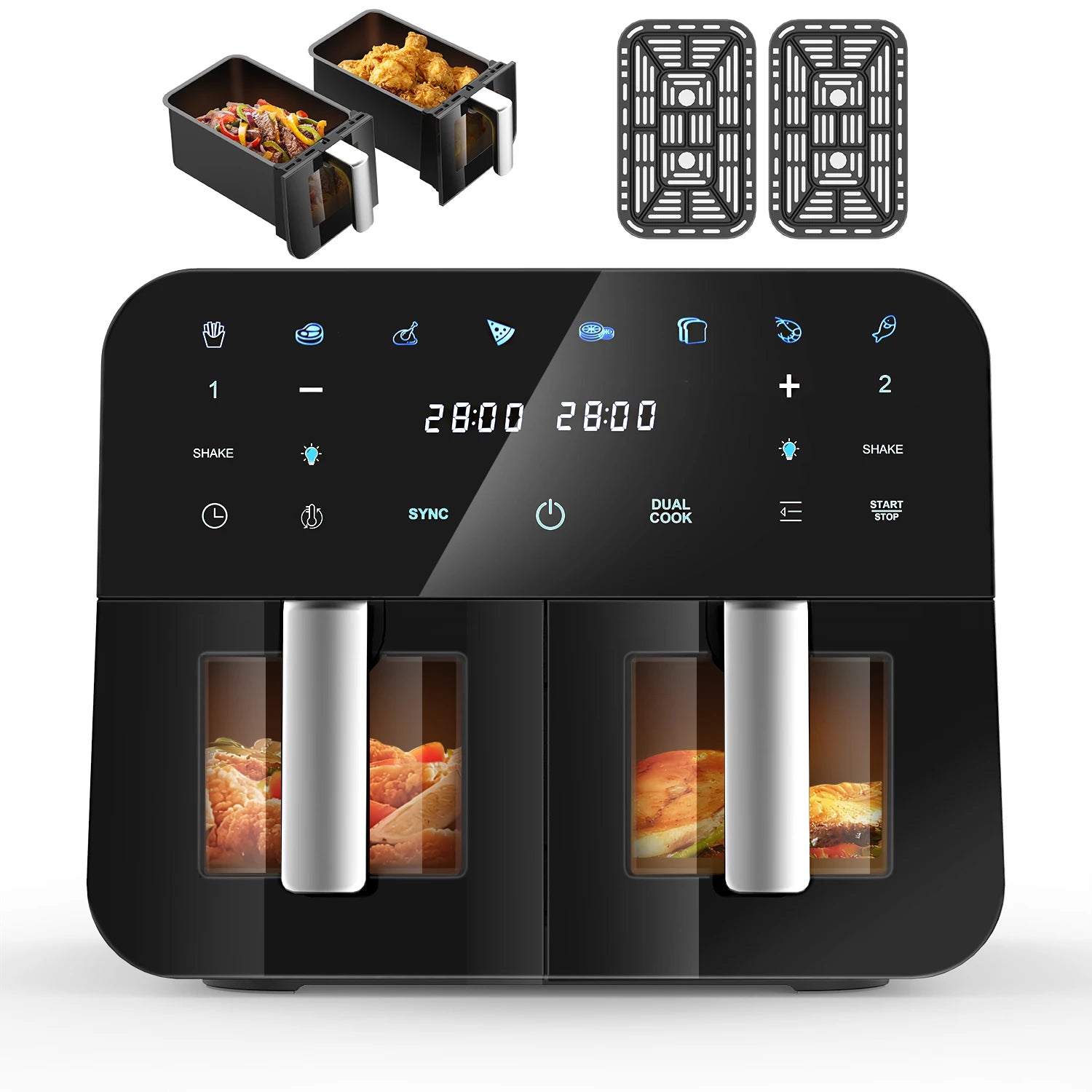 Oyajia 9L Dual-Zone Air Fryer | 8-in-1 Digital Cooker with Double Basket