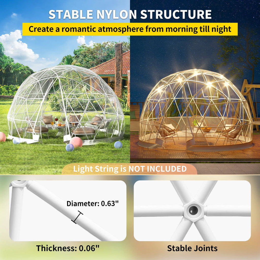 9.5ft Bubble Tent Garden Igloo Dome with LED PVC Cover