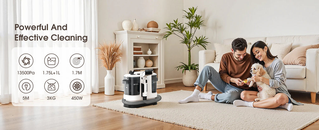 Powerful Carpet & Upholstery Cleaner – 13.5kPa Suction, 1.75L Dual Tank | V5 & V6