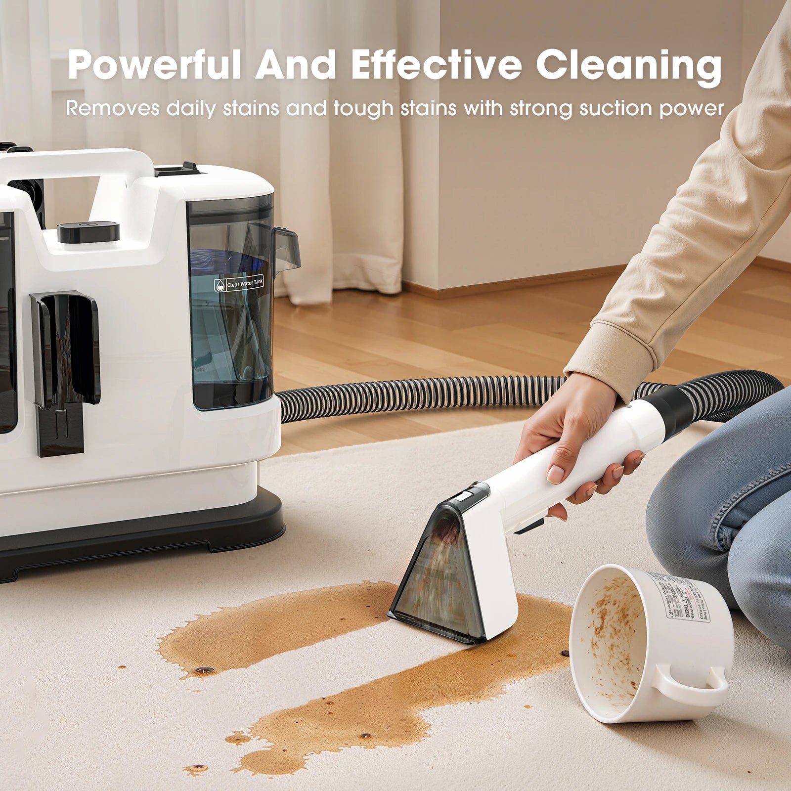 Powerful Carpet & Upholstery Cleaner – 13.5kPa Suction, 1.75L Dual Tank | V5 & V6