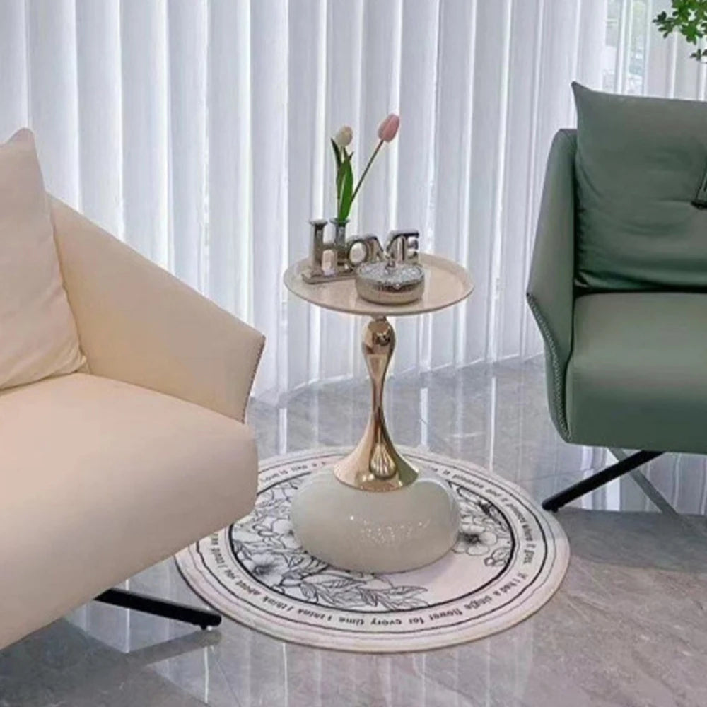 Modern Round Side Table | Luxury Small Waist Design | Space-Saving Coffee & Drink Table