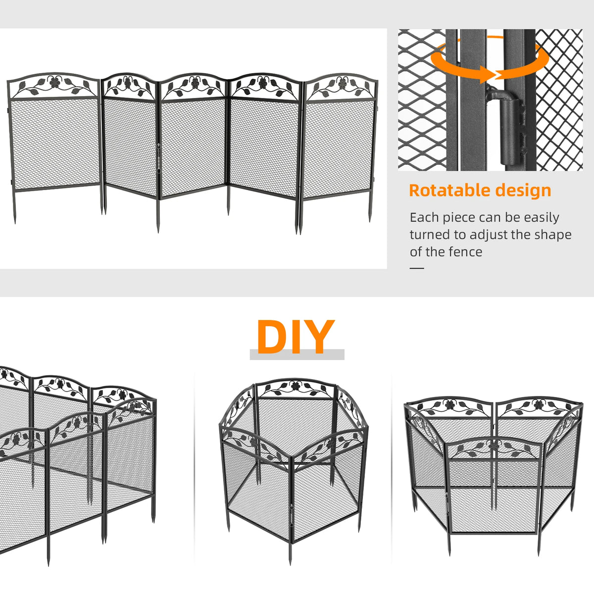 5pcs Iron Garden Fence Panels – Outdoor Animal Barrier