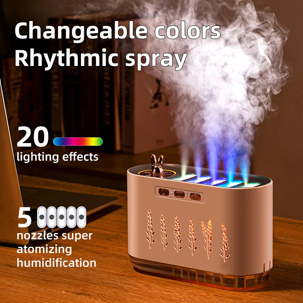 7 Colours LED Music Sync Air Humidifier & Aroma Diffuser with 5 Nozzle Spray