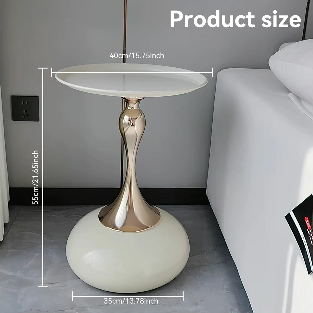 Modern Round Side Table | Luxury Small Waist Design | Space-Saving Coffee & Drink Table