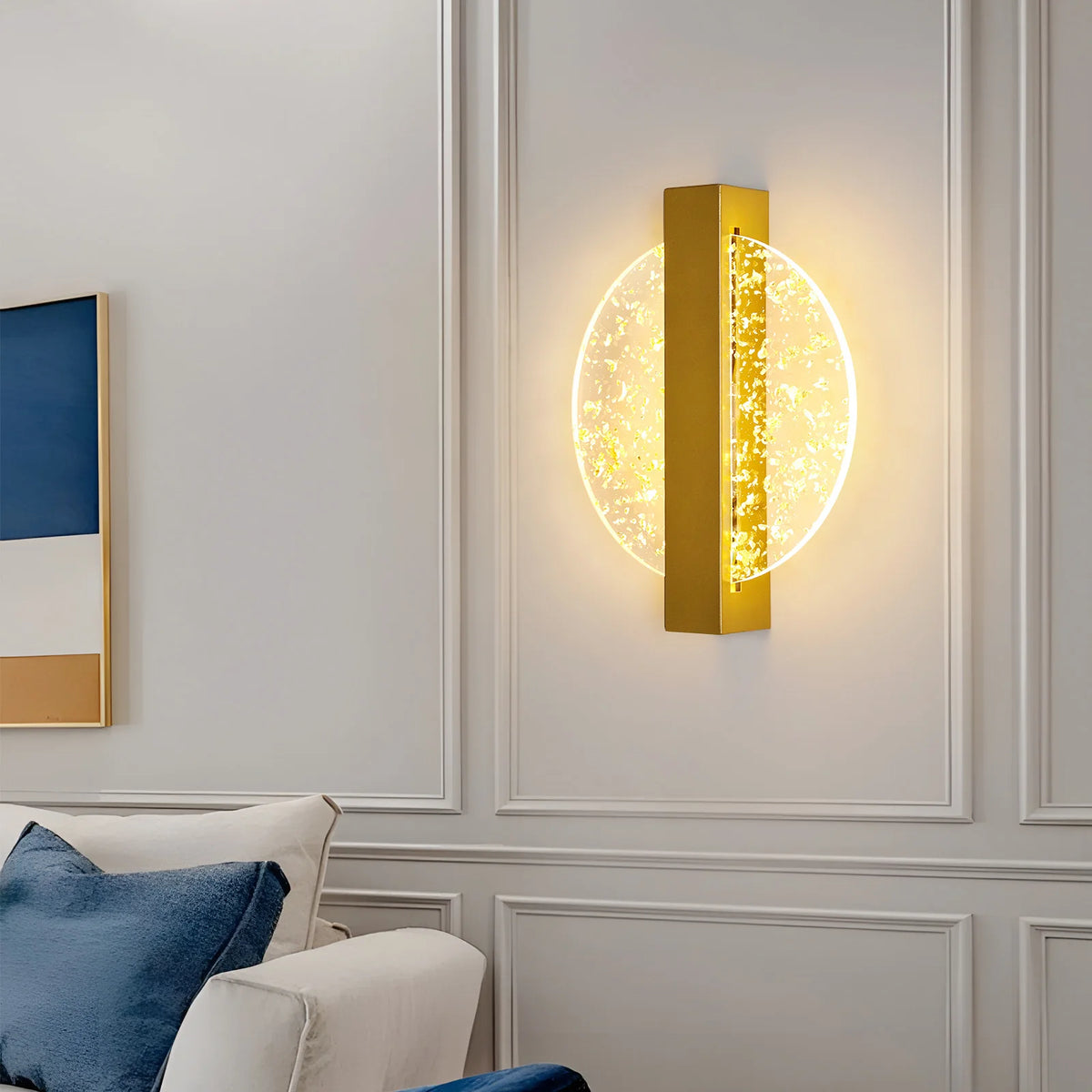 Modern Gold Foil Round LED Wall Sconce | 12W 3-Colour Dimmable | Luxury Decor