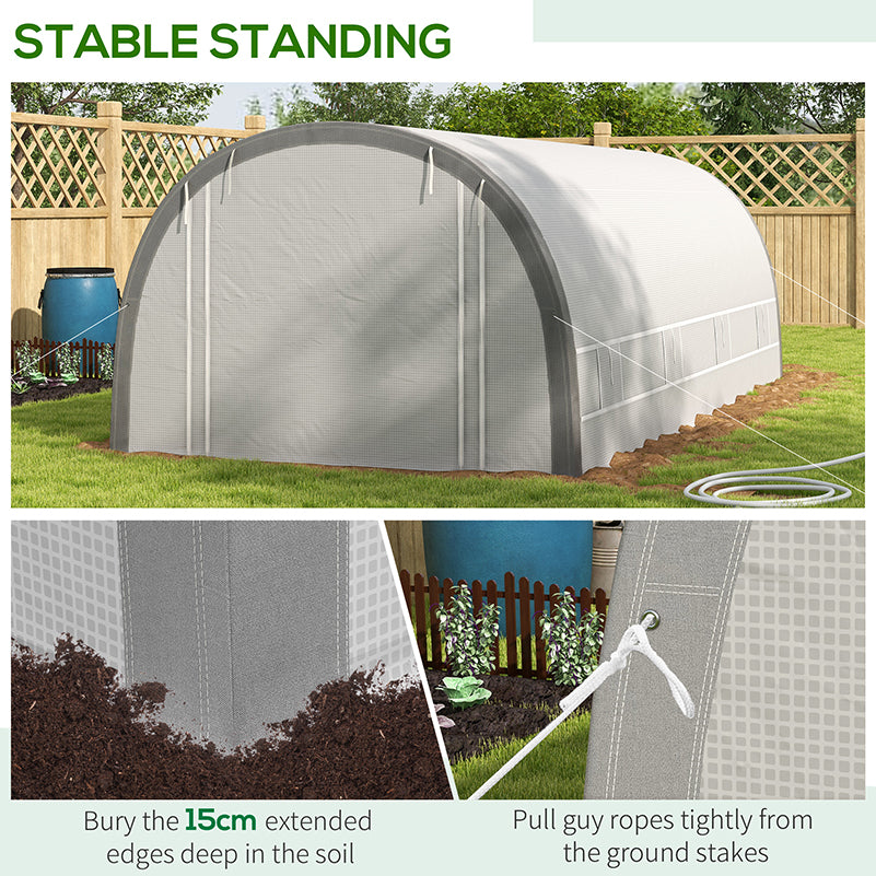 6x3m Polytunnel Greenhouse with Mesh Door & Windows