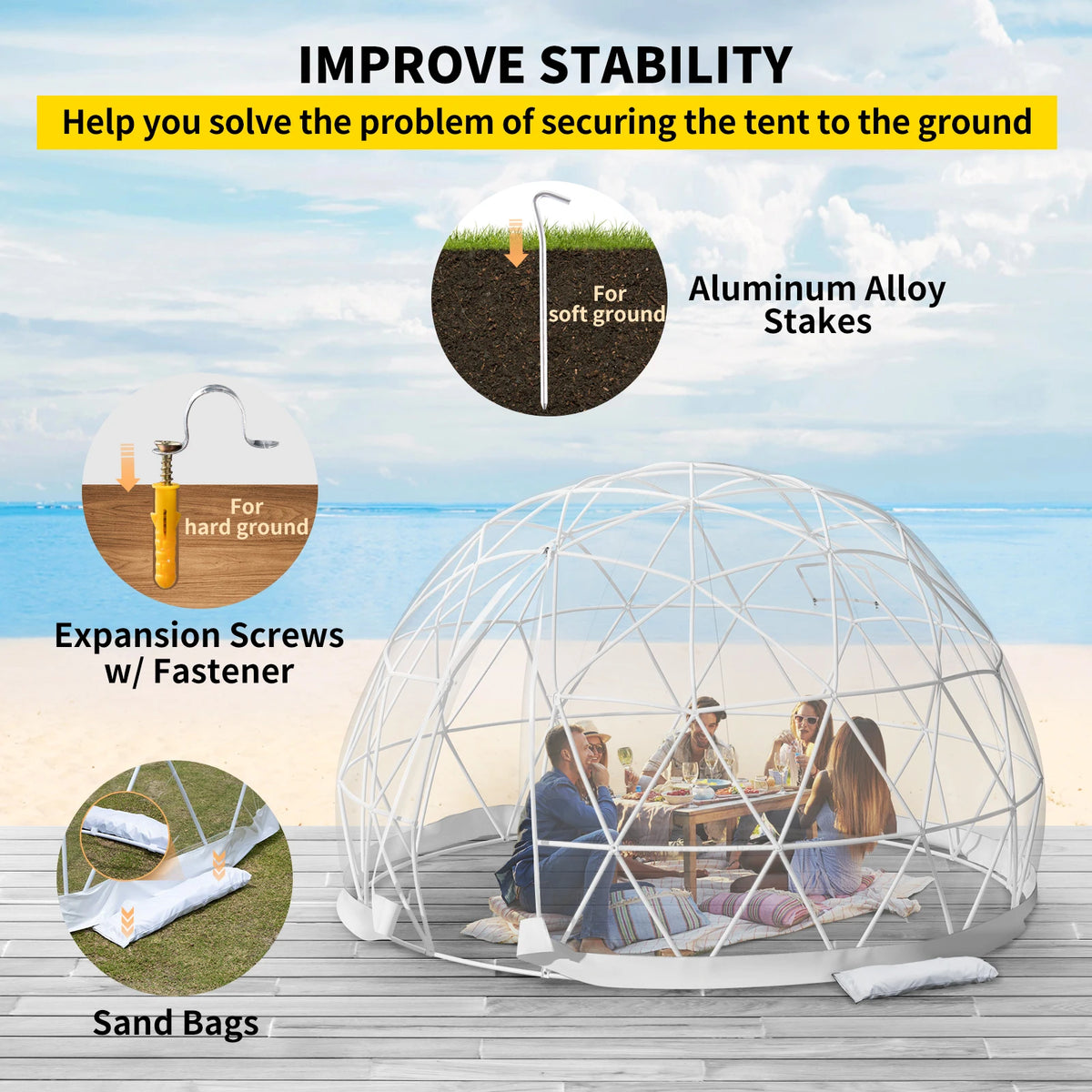 9.5ft Bubble Tent Garden Igloo Dome with LED PVC Cover