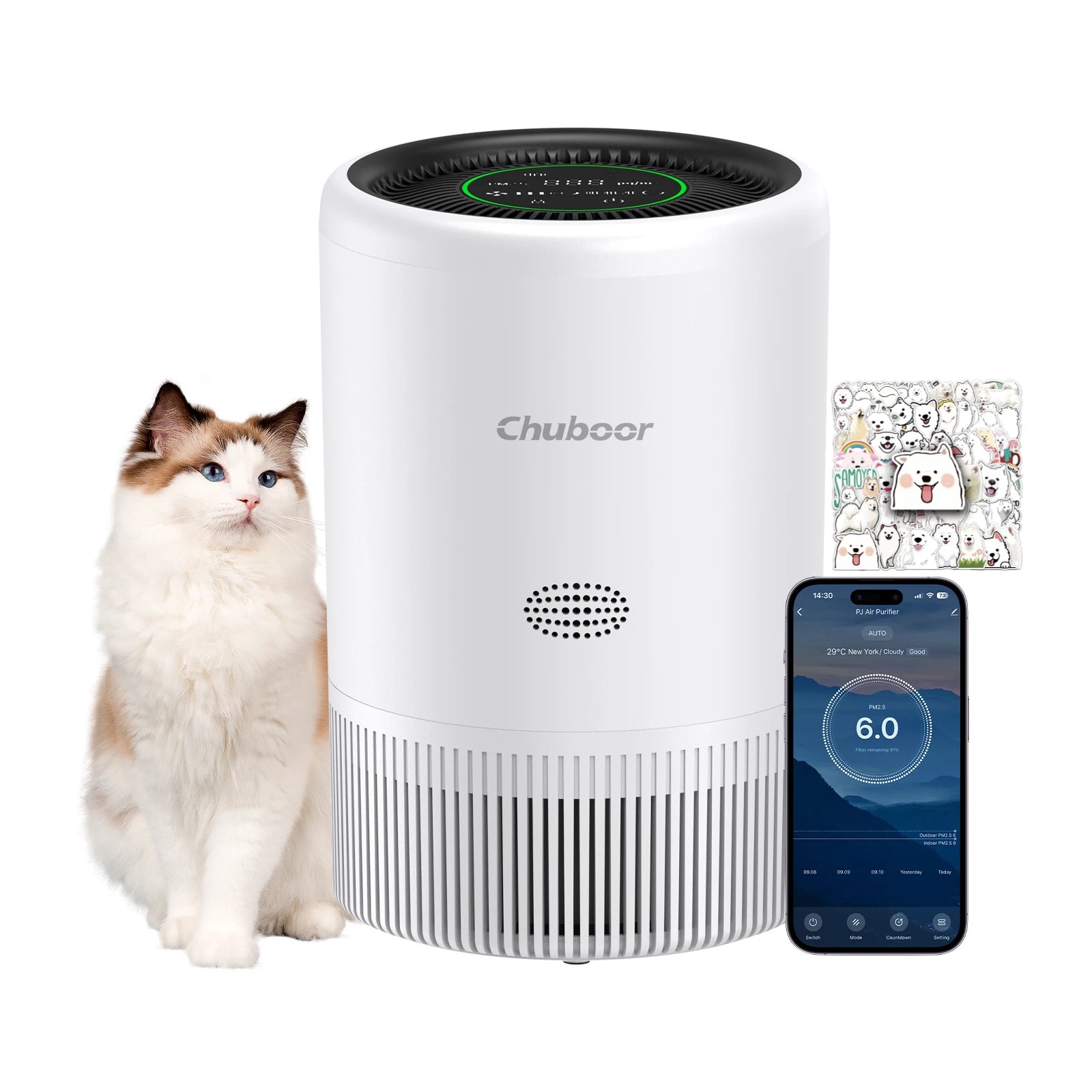 Smart WiFi Air Purifier – H13 HEPA, App & Alexa Control, PM2.5 Monitor | Pet & Home