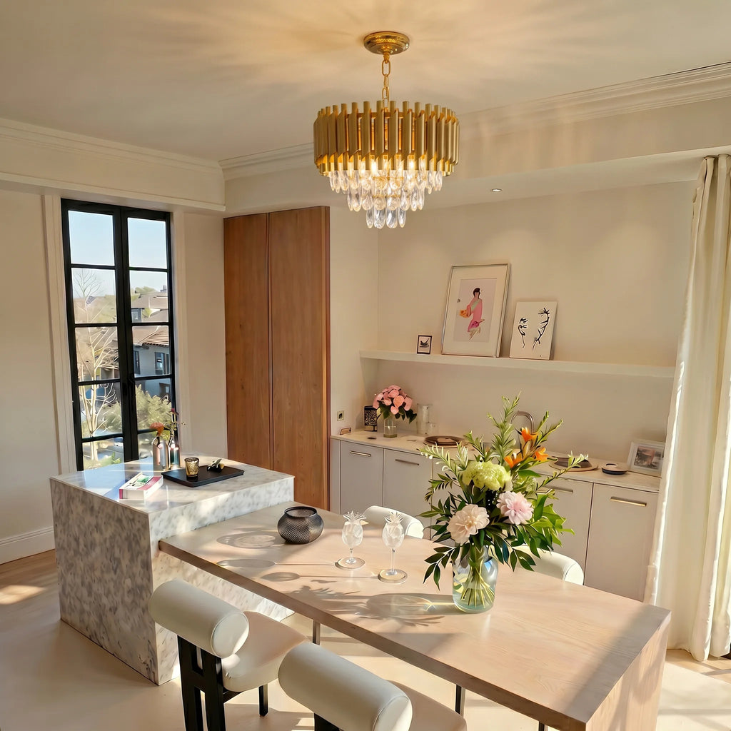 Modern Gold 3-Tier K9 Crystal Chandelier | 5-Light Luxury Ceiling Light