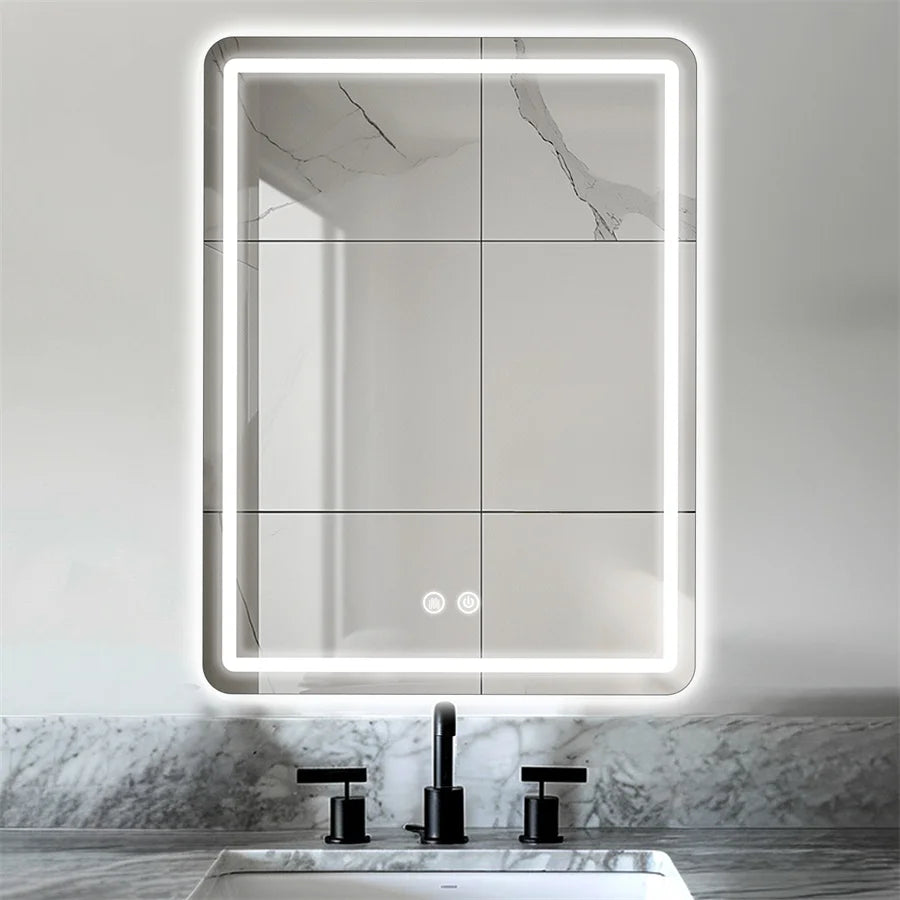 Wall-Mounted LED Bathroom Mirror – IP54 Waterproof, Touch Switch & Dimmable | 3 Sizes