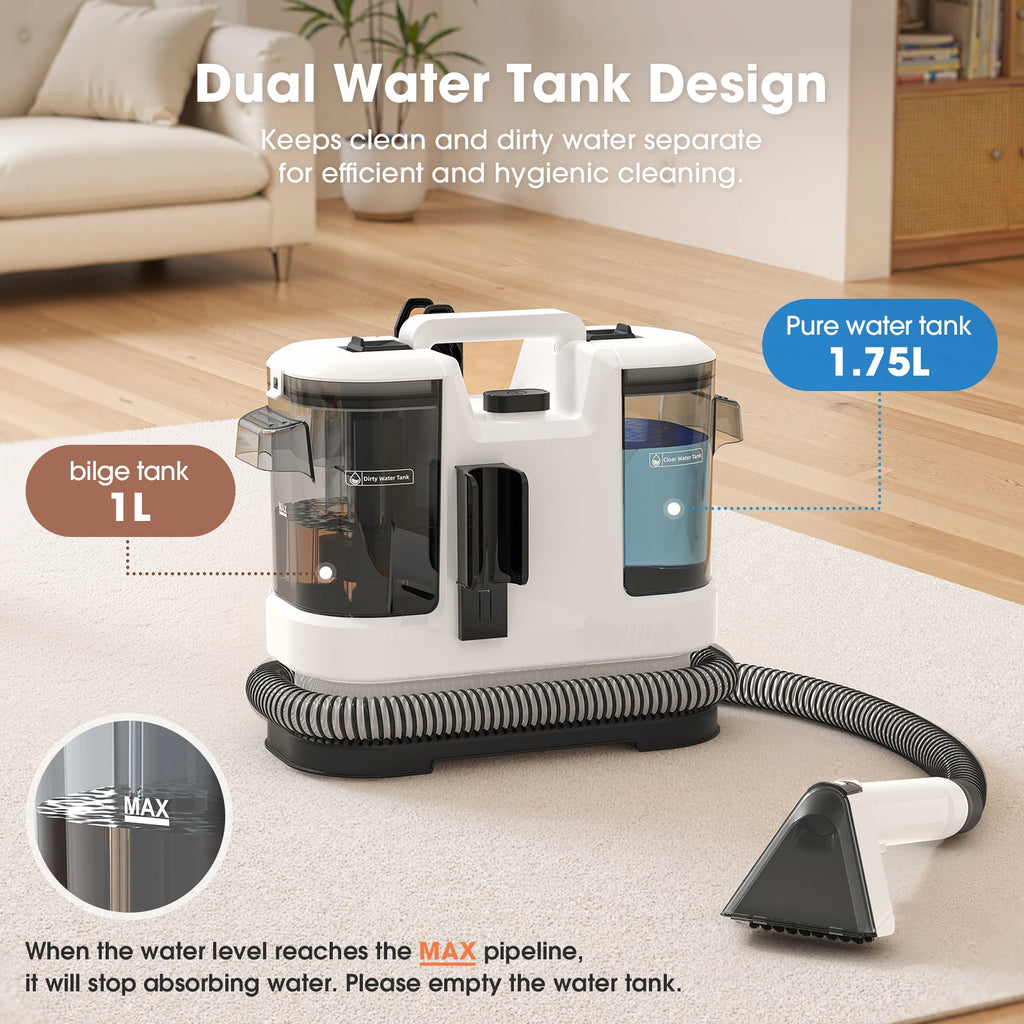 Powerful Carpet & Upholstery Cleaner – 13.5kPa Suction, 1.75L Dual Tank | V5 & V6