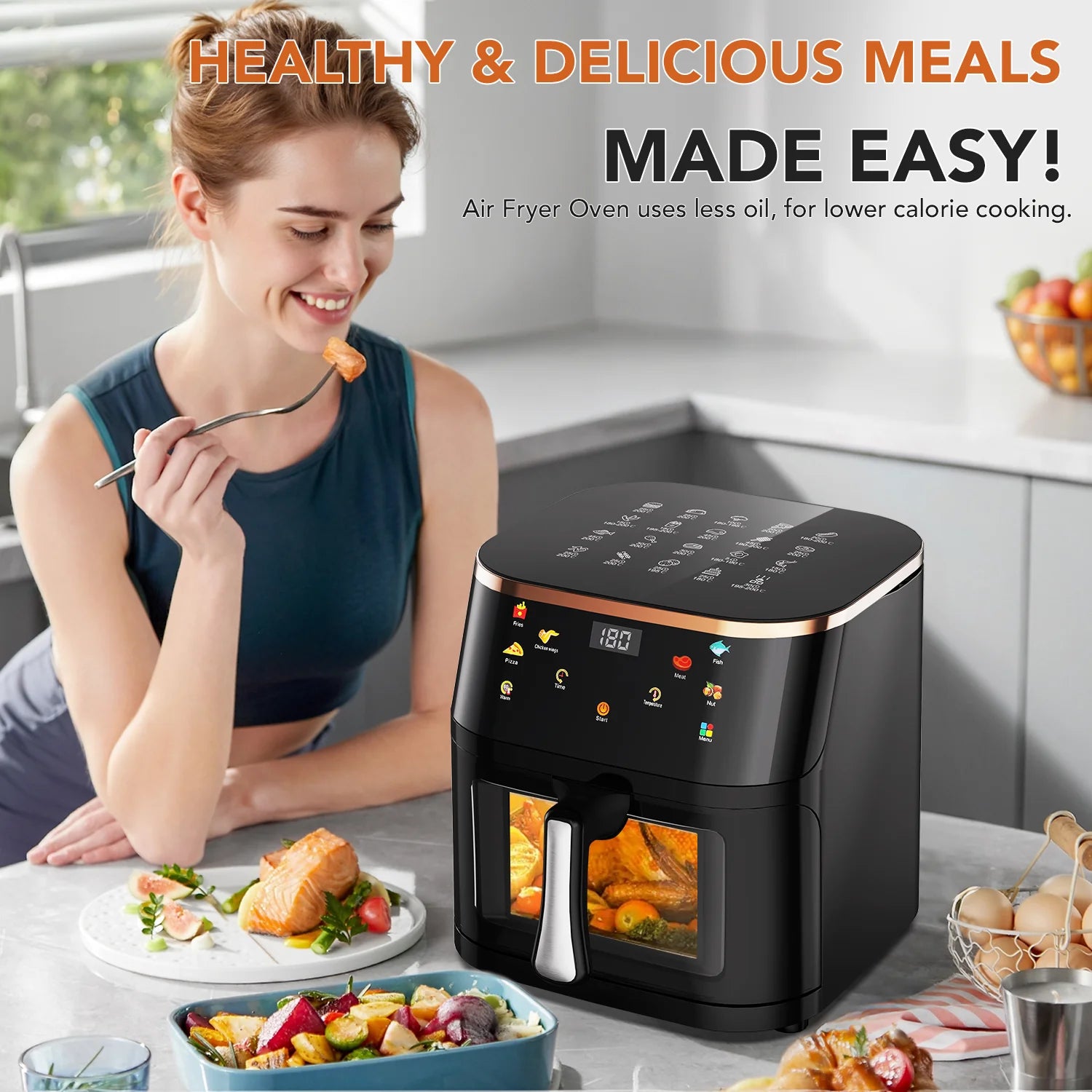 Oyajia 10L Air Fryer with Easy-View Window & Touch Controls